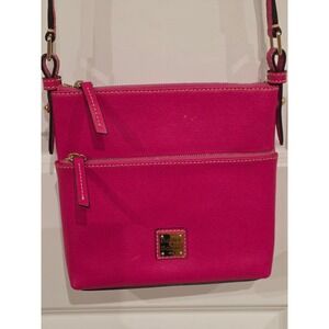 Dooney Bourke Pink Leather Crossbody Bag Gold Hardware Adjustable Strap